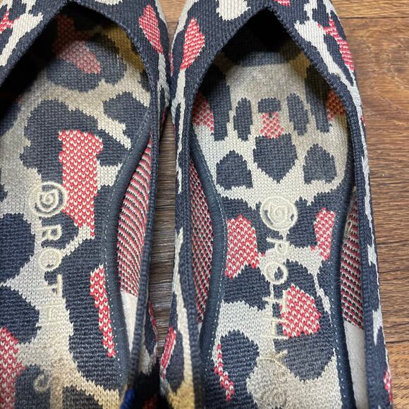 Rothy's Shoes Women's Red Cat Leopard Print Ballet Slip On Flats W 8.5 - Picture 16 of 16
